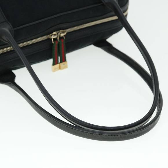 GUCCI GG Canvas Web Sherry Line Hand Bag Black Red Green Auth 51850 - Picture 7 of 16